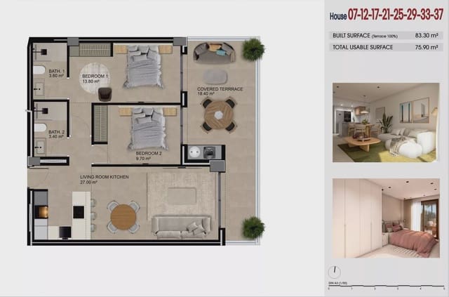 2 makuuhuone Huoneisto myytävänä paikassa Puerto Deportivo, Guardamar del Segura mukana uima-altaan 
autotalli - 275 000 € (Ref: 10171722)