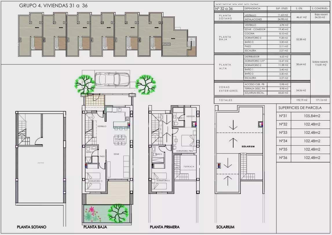 3 soverom Kjedet enebolig til salgs i Monforte del Cid med svømmebasseng garasje - € 365 000 (Ref: 7916047)