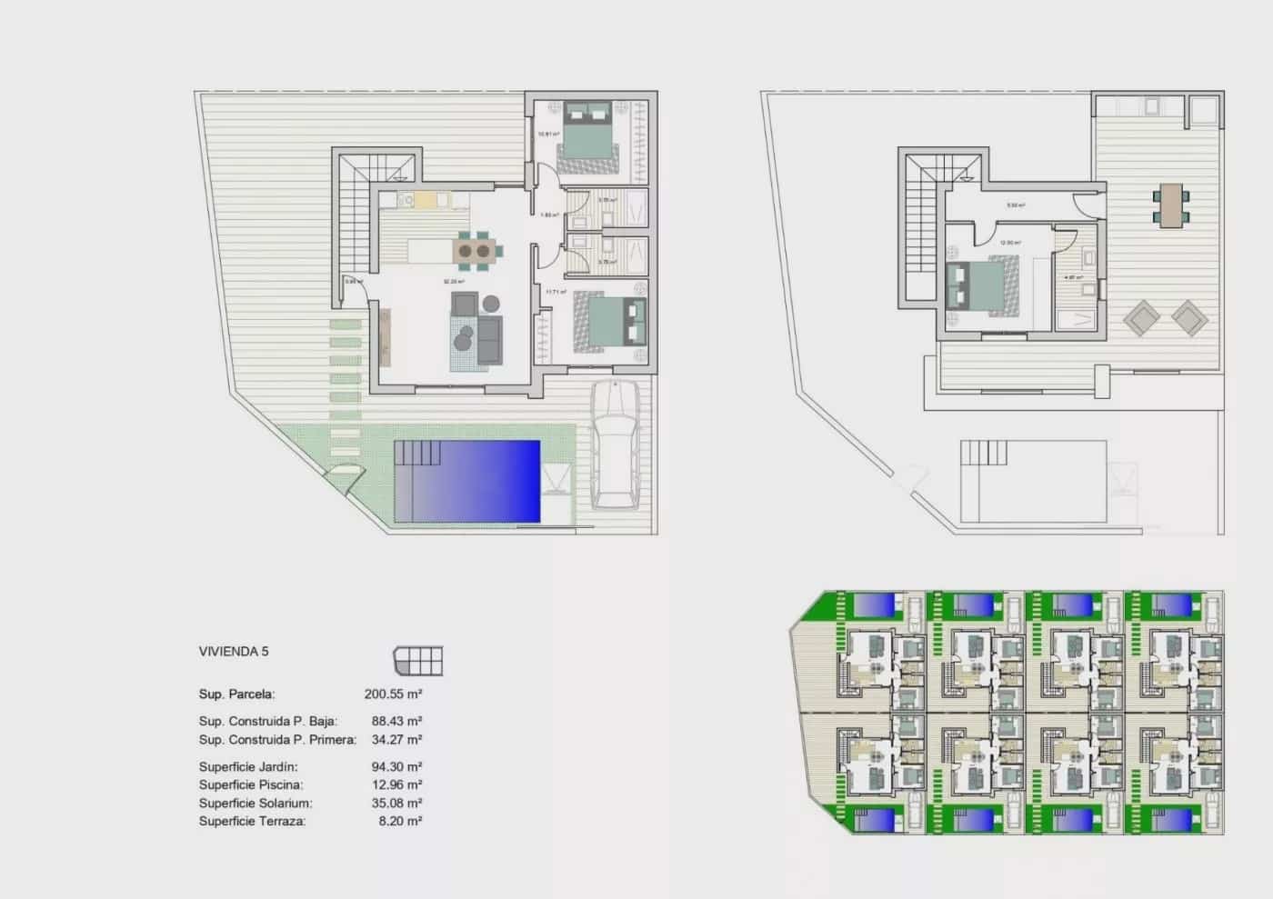 3 soverom Kjedet enebolig til salgs i Roldan med svømmebasseng garasje - € 392 500 (Ref: 7916285)