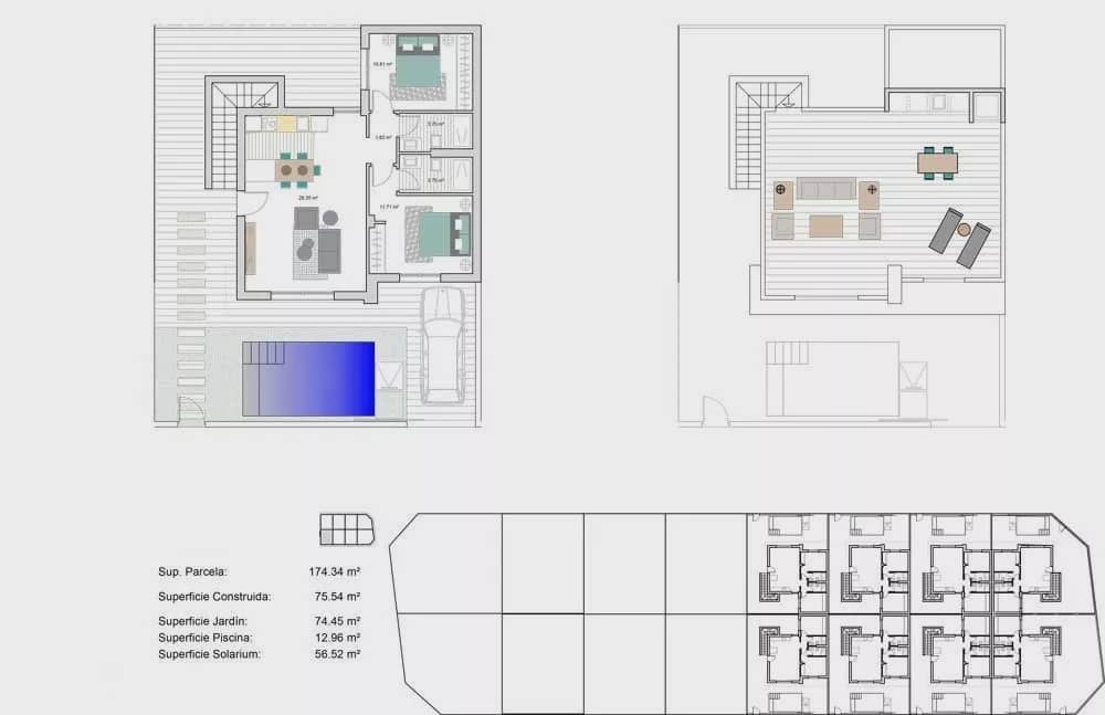 2 soverom Kjedet enebolig til salgs i Roldan med svømmebasseng garasje - € 311 900 (Ref: 7916316)