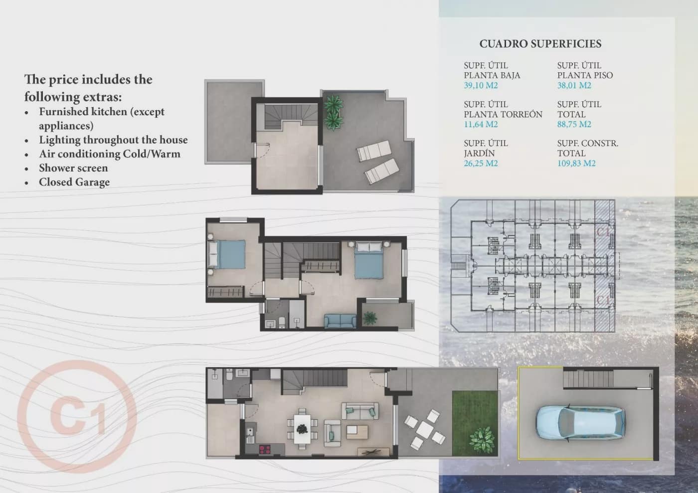 3 quarto Casa em Banda para venda em La Manga del Mar Menor com piscina - 270 631 € (Ref: 8096710)