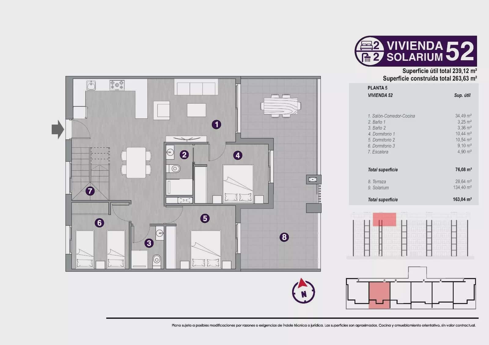 3 soverom Penthouse til salgs i Torrevieja med svømmebasseng garasje - € 540 000 (Ref: 8263087)