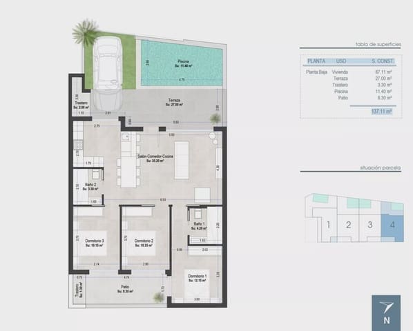 Bungalow de 3 habitaciones en Los Peñascos - El Salero - Los Imbernones, San Pedro del Pinatar en venta con piscina garaje - 409.000 € (Ref: 8268429)