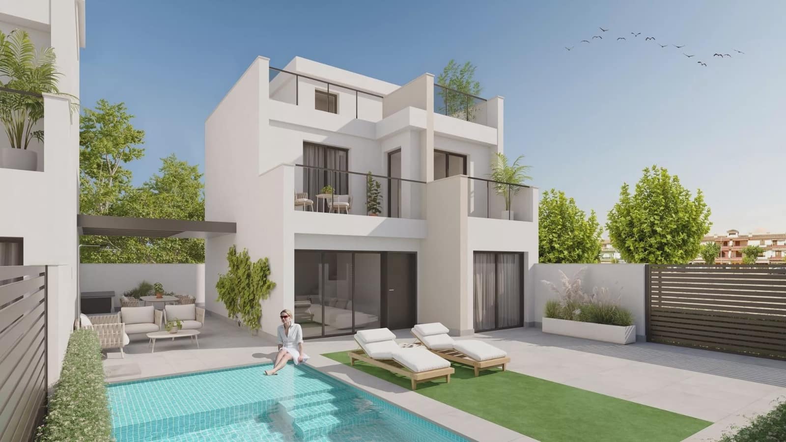 Chalet de 3 habitaciones en Los Narejos en venta con piscina garaje - 659.000 € (Ref: 8392941)