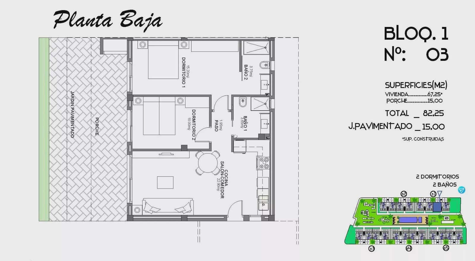 2 slaapkamer Bungalow te koop in Algorfa met zwembad garage - € 285.000 (Ref: 9086693)