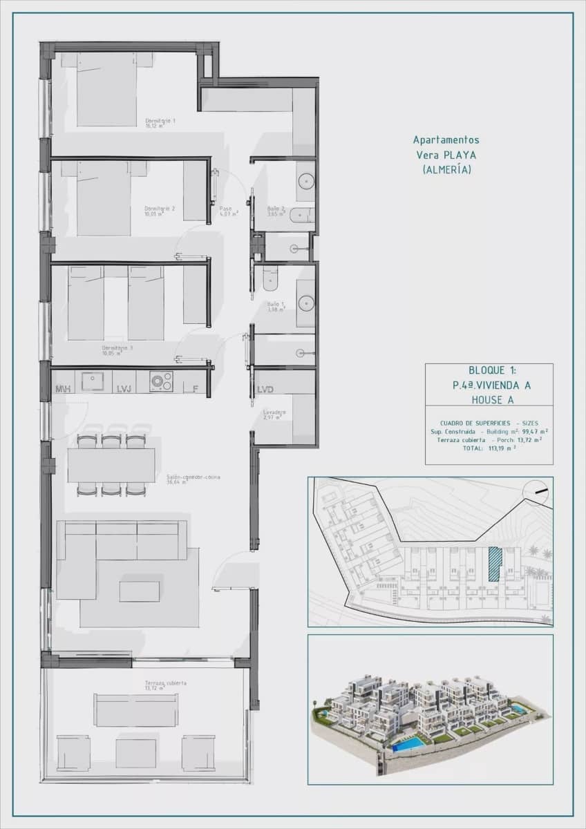 3 soverom Leilighet til salgs i Vera med svømmebasseng garasje - € 255 000 (Ref: 9086796)