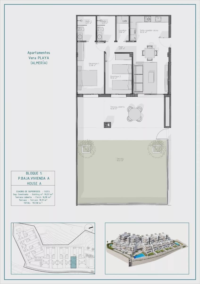 2 soverom Leilighet til salgs i Vera med svømmebasseng garasje - € 285 000 (Ref: 9086799)