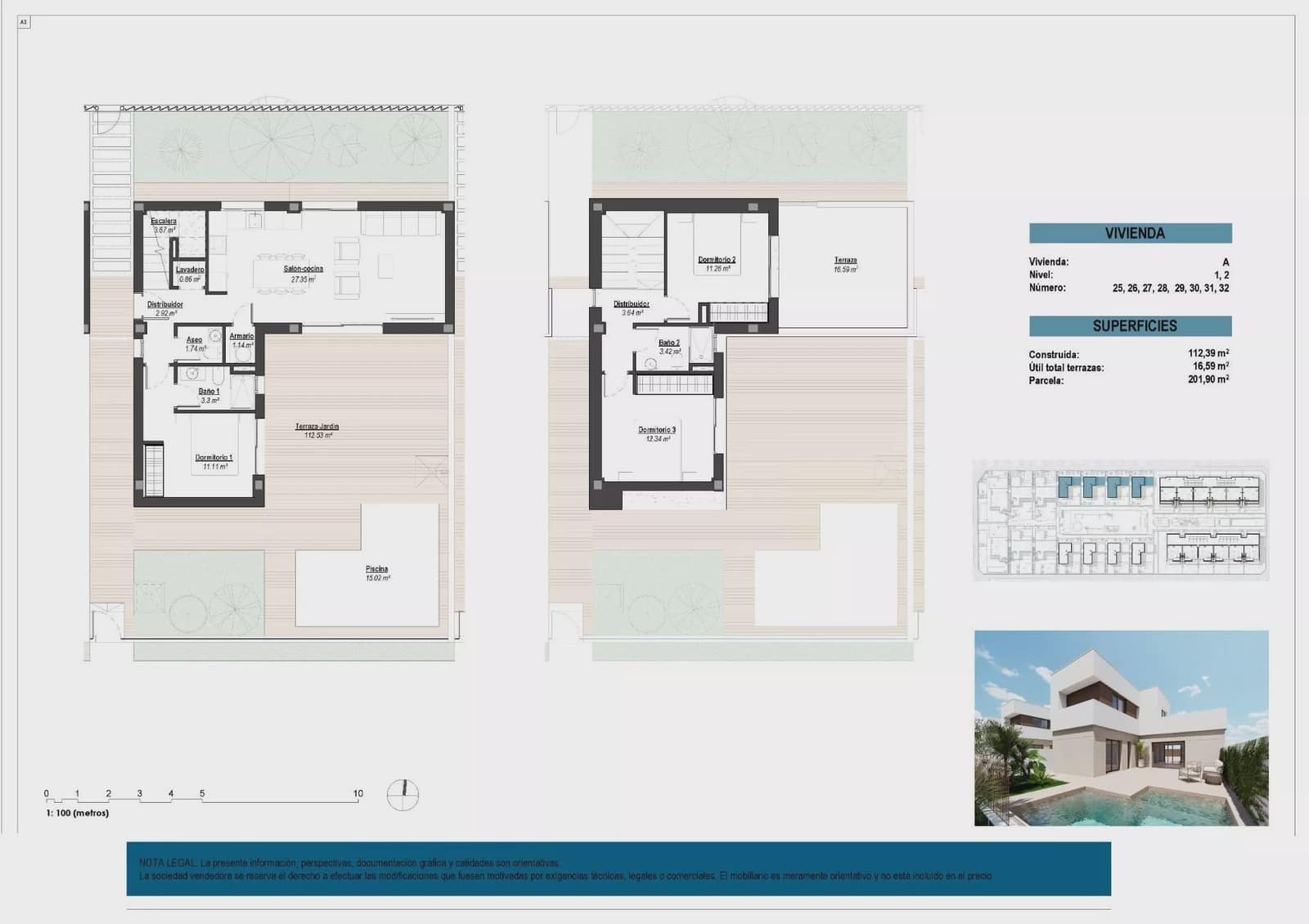 Bungalow de 3 habitaciones en Los Alcázares en venta con piscina garaje - 439.000 € (Ref: 9086804)