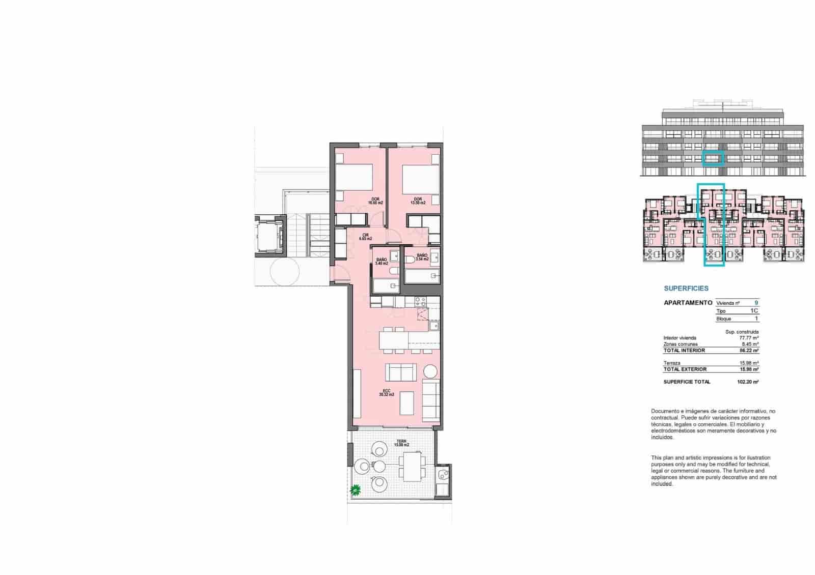2 bedroom Apartment for sale in Torre-Pacheco with pool garage - € 285,000 (Ref: 9086897)