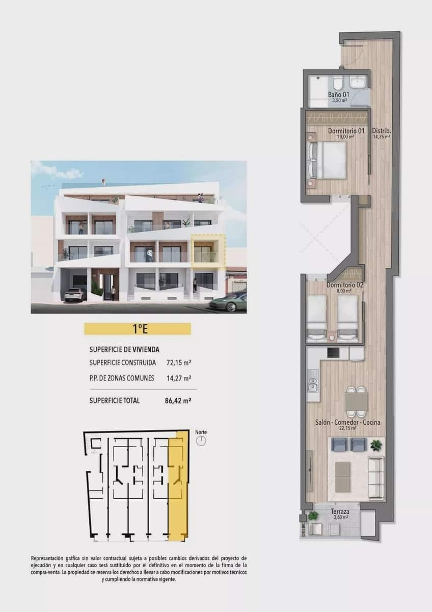 2 soveværelse Lejlighed til salg i Torrevieja med swimmingpool garage - € 260.000 (Ref: 9086908)