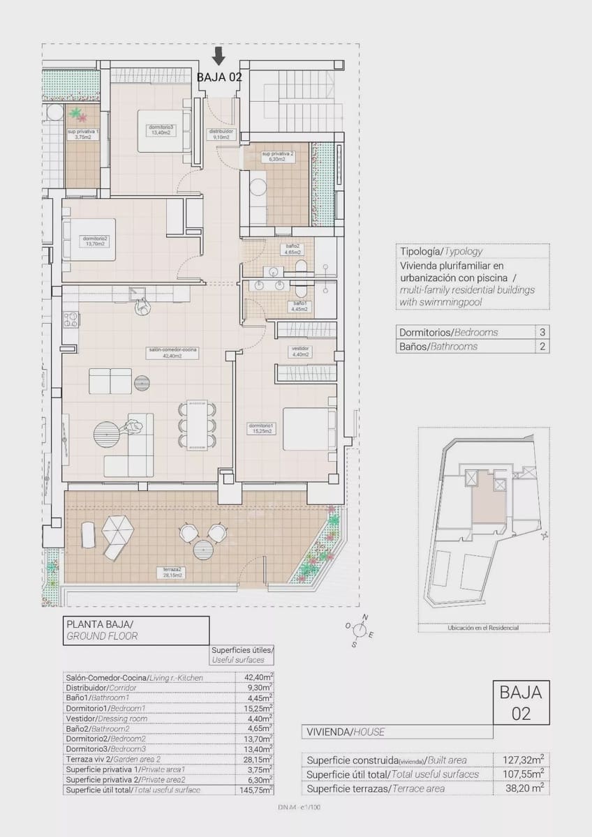 3 bedroom Apartment for sale in Hondon de las Nieves with pool garage - € 305,000 (Ref: 9086937)
