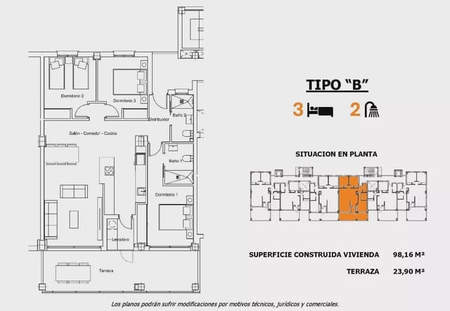 3 chambre Appartement à vendre à San Miguel de Salinas avec piscine garage - 322 000 € (Ref: 9086956)