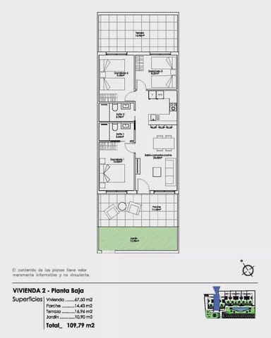 3 soveværelse Bungalow til salg i Pilar de la Horadada ciudad, Pilar de la Horadada med swimmingpool garage - € 270.000 (Ref: 9086992)