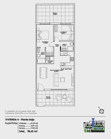 2 chambre Bungalow à vendre à Pilar de la Horadada ciudad, Pilar de la Horadada avec piscine garage - 255 000 € (Ref: 9086993)