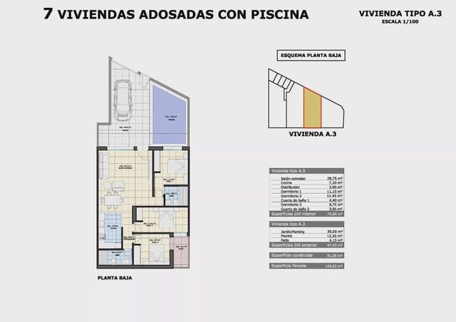 3 soveværelse Bungalow til salg i Pilar de la Horadada ciudad, Pilar de la Horadada med swimmingpool garage - € 314.900 (Ref: 9087014)