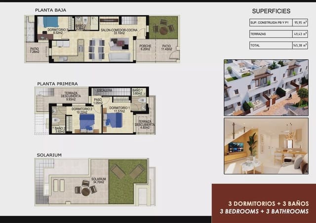 3 soveværelse Byhus til salg i Desamparados - Hurchillo - Torremendo, Orihuela med swimmingpool garage - € 315.000 (Ref: 9087019)