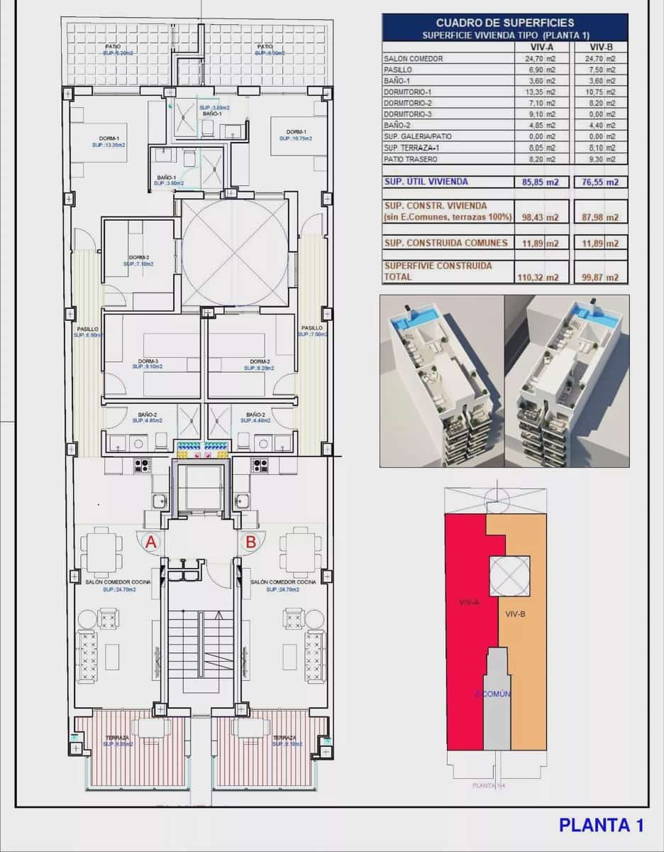 3 sovrum Strandlägenhet till salu i Torrevieja med pool - 309 000 € (Ref: 9087059)