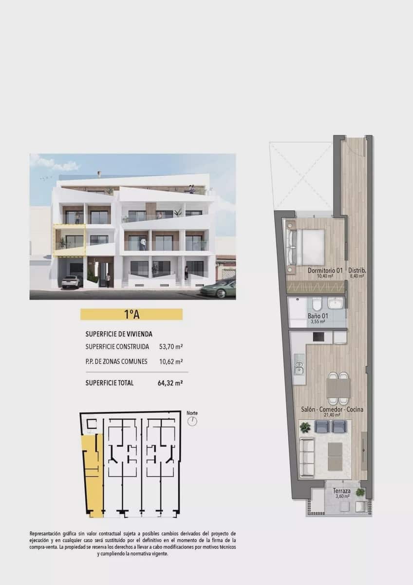 1 bedroom Beach Apartment for sale in Torrevieja with pool - € 239,000 (Ref: 9087086)