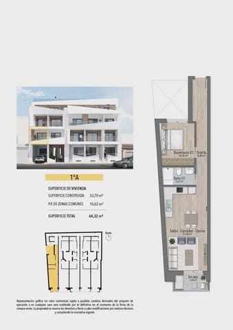 1 Zimmer Strandapartment zu verkaufen in Las Piscinas Naturales, Torrevieja mit Pool - 239.000 € (Ref: 9087086)