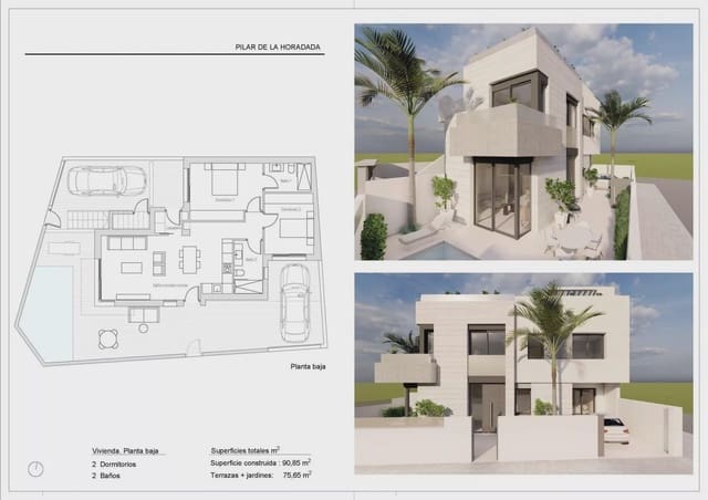 2 chambre Bungalow à vendre à Pilar de la Horadada ciudad, Pilar de la Horadada avec piscine garage - 359 000 € (Ref: 9437078)