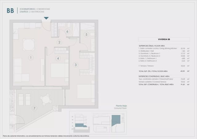 2 chambre Appartement à vendre à Benijófar avec piscine garage - 325 000 € (Ref: 9452967)