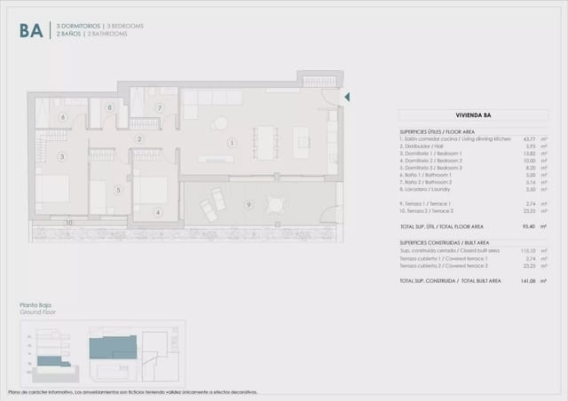 3 makuuhuone Huoneisto myytävänä paikassa Benijófar mukana uima-altaan 
autotalli - 350 000 € (Ref: 9452968)