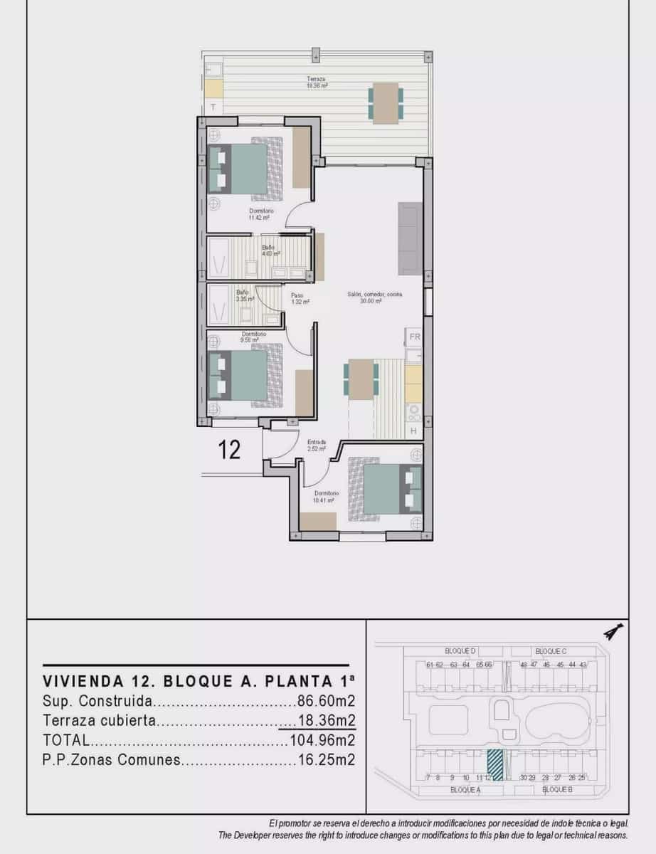 3 slaapkamer Appartement te koop in San Cayetano met zwembad garage - € 246.900 (Ref: 9588317)
