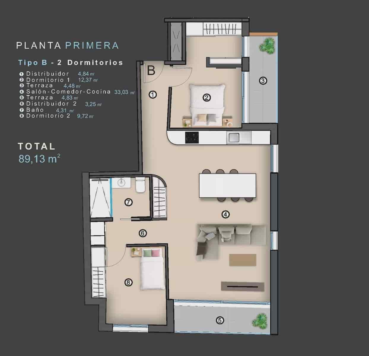 Apartamento de 2 habitaciones en Torrevieja en venta con piscina - 255.000 € (Ref: 9626551)