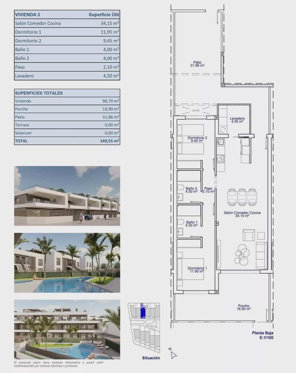 2 bedroom Apartment for sale in Pilar de la Horadada with pool - € 310,000 (Ref: 9663268)