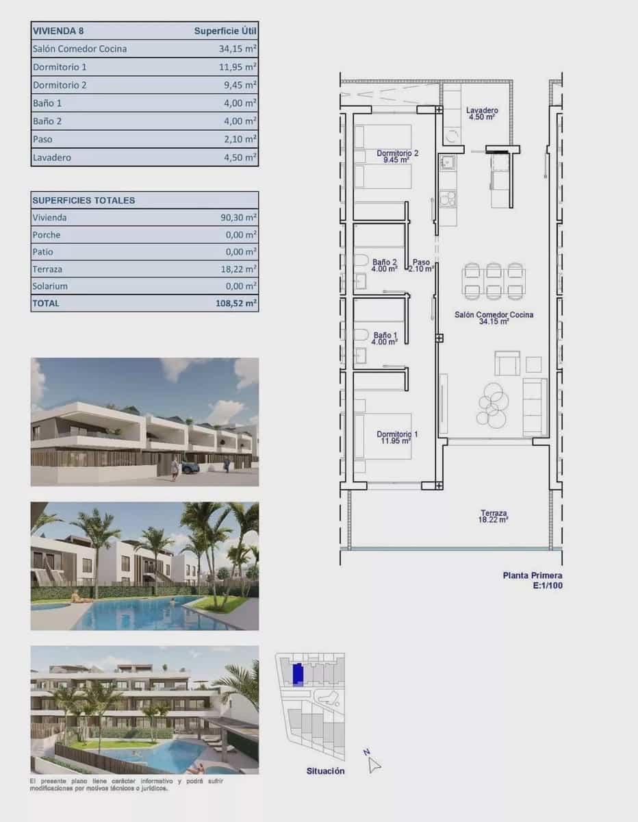 2 bedroom Apartment for sale in Pilar de la Horadada with pool - € 295,000 (Ref: 9663270)