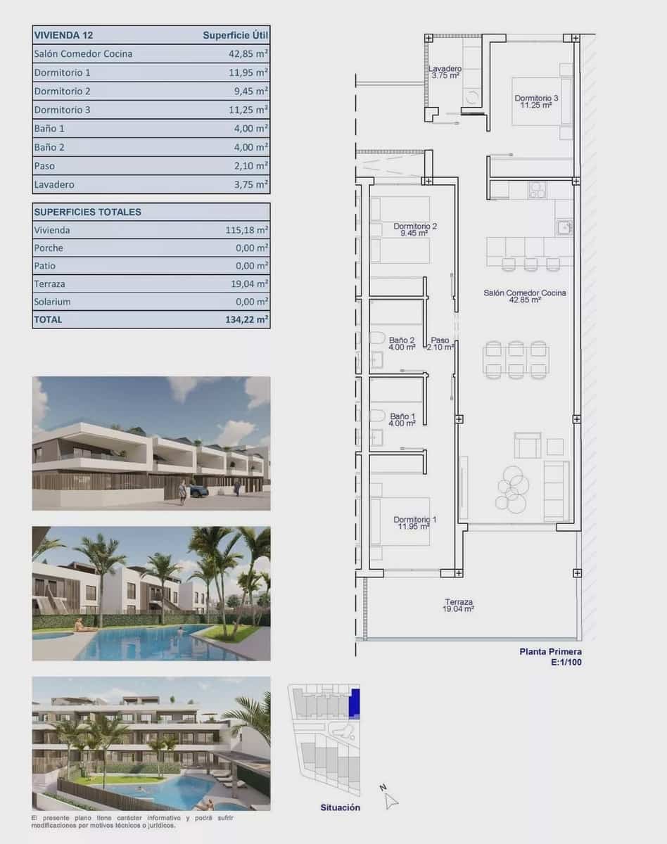 3 bedroom Apartment for sale in Pilar de la Horadada with pool - € 315,000 (Ref: 9663271)