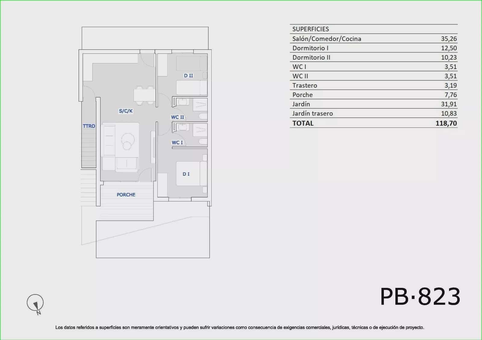 2 slaapkamer Bungalow te koop in San Miguel de Salinas met zwembad - € 209.900 (Ref: 9733910)