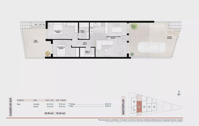 2 soverom Leilighet til salgs i Lo Pagan, San Pedro del Pinatar med svømmebasseng garasje - € 239 900 (Ref: 9758074)