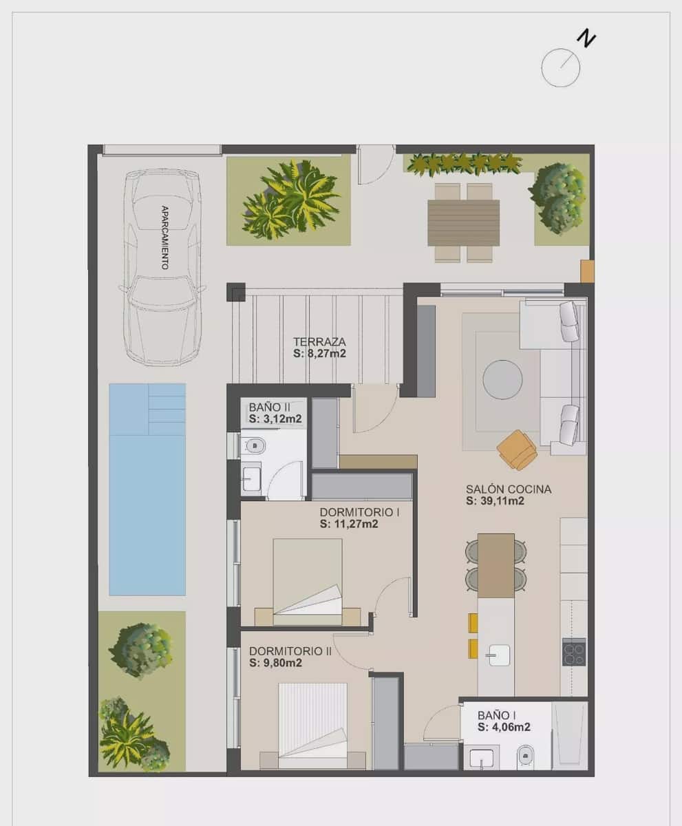 2 bedroom Villa for sale in Torre-Pacheco with pool garage - € 283,900 (Ref: 9783471)