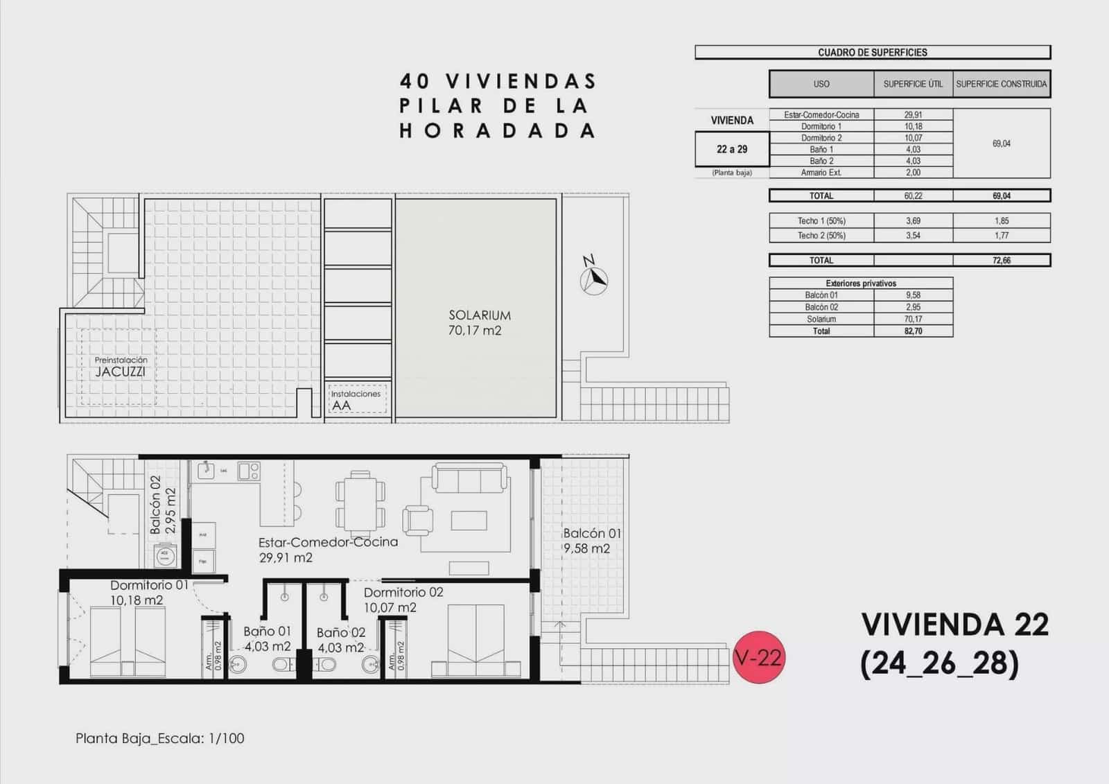 2 chambre Bungalow à vendre à Pilar de la Horadada avec piscine garage - 265 000 € (Ref: 9831109)