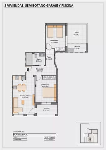 2 sovrum Strandlägenhet till salu i Los Cuarteros, San Pedro del Pinatar med pool - 277 400 € (Ref: 9831110)