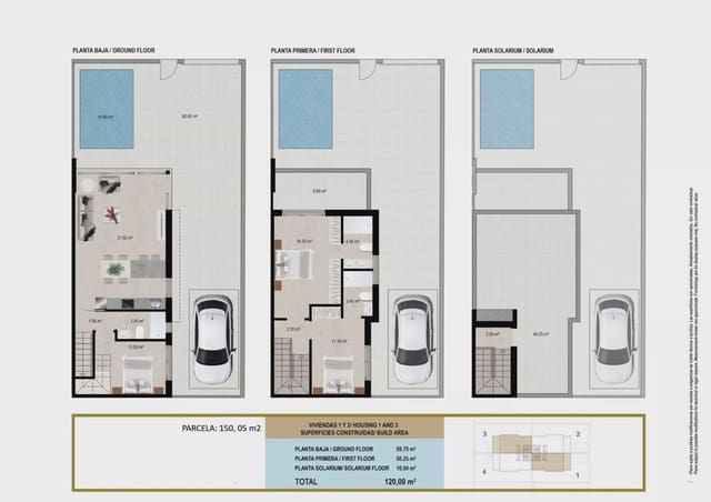 3 makuuhuone Paritalo myytävänä paikassa Santiago de la Ribera, San Javier mukana uima-altaan 
autotalli - 376 500 € (Ref: 9831114)