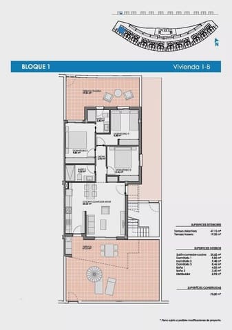 3 chambre Bungalow à vendre à Pinar de Campoverde, Pilar de la Horadada avec piscine garage - 284 900 € (Ref: 9842791)