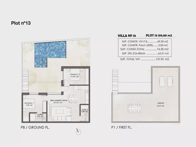 2 soveværelse Rækkehus til salg i Pilar de la Horadada ciudad, Pilar de la Horadada med garage - € 350.000 (Ref: 9909376)
