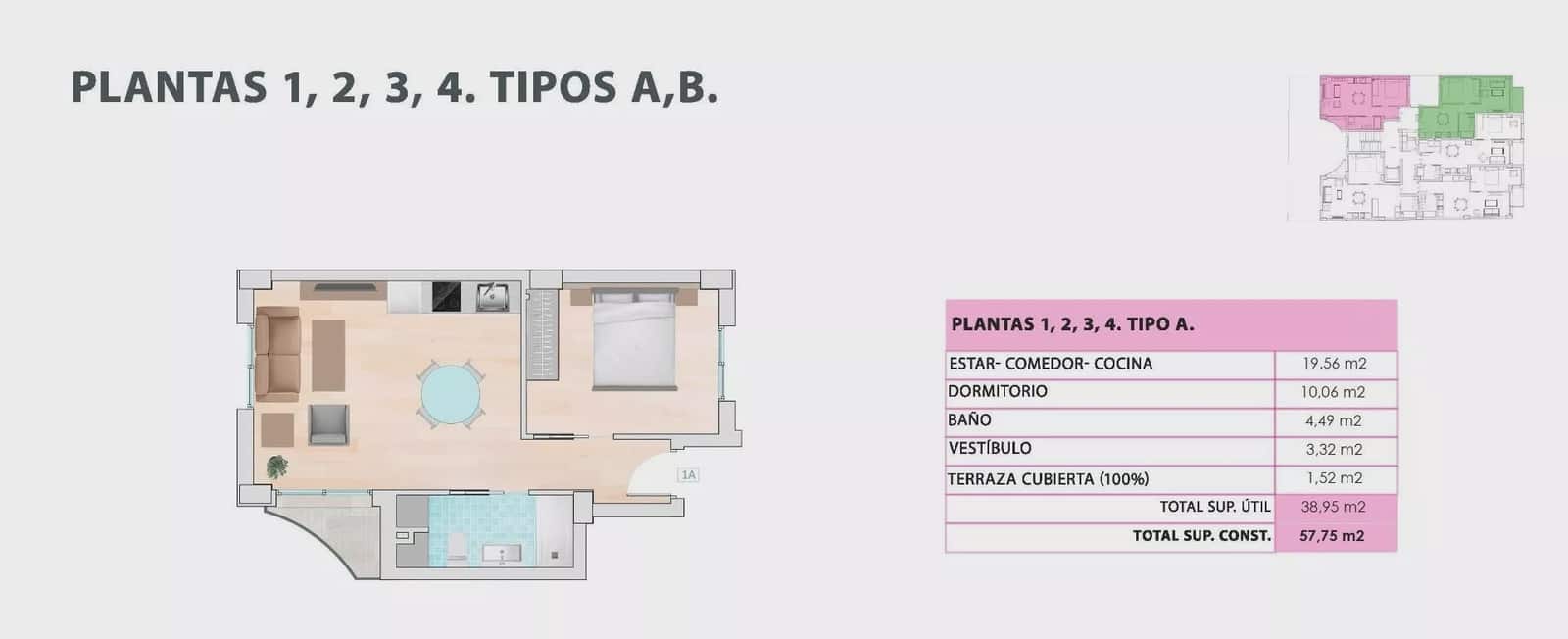 1 soveværelse Lejlighed til salg i Guardamar del Segura med swimmingpool garage - € 215.000 (Ref: 9909754)