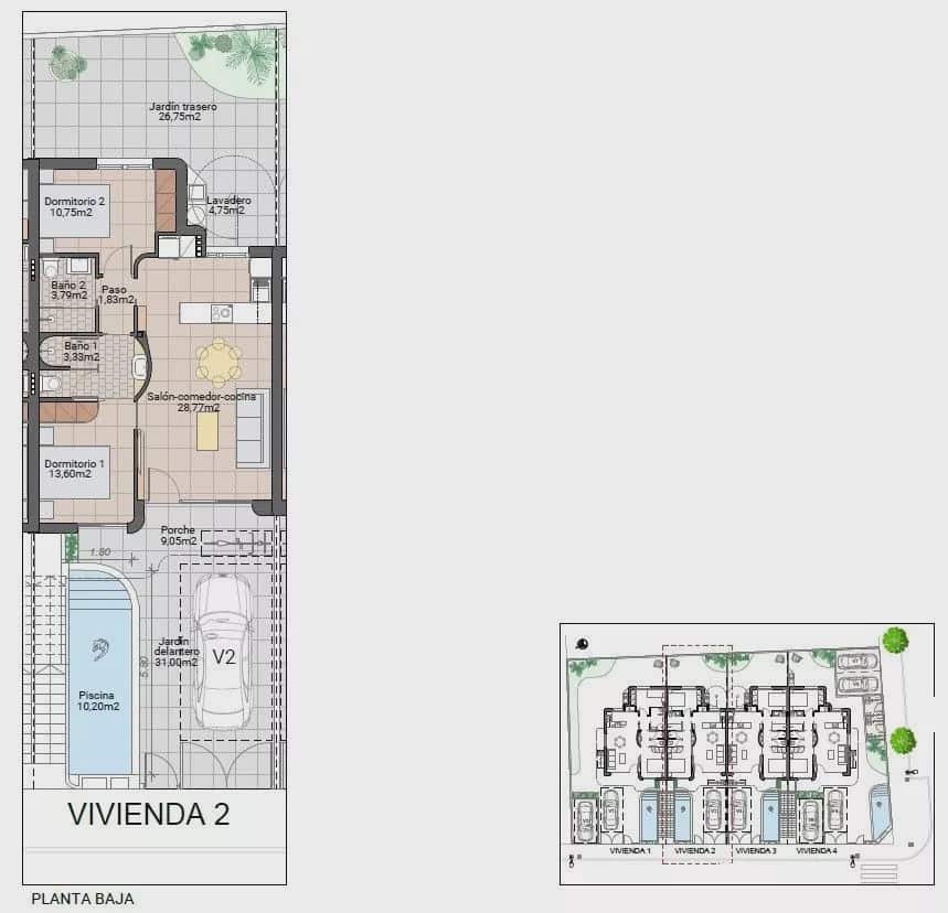 2 soveværelse Bungalow til salg i Pilar de la Horadada med swimmingpool garage - € 274.900 (Ref: 9928910)