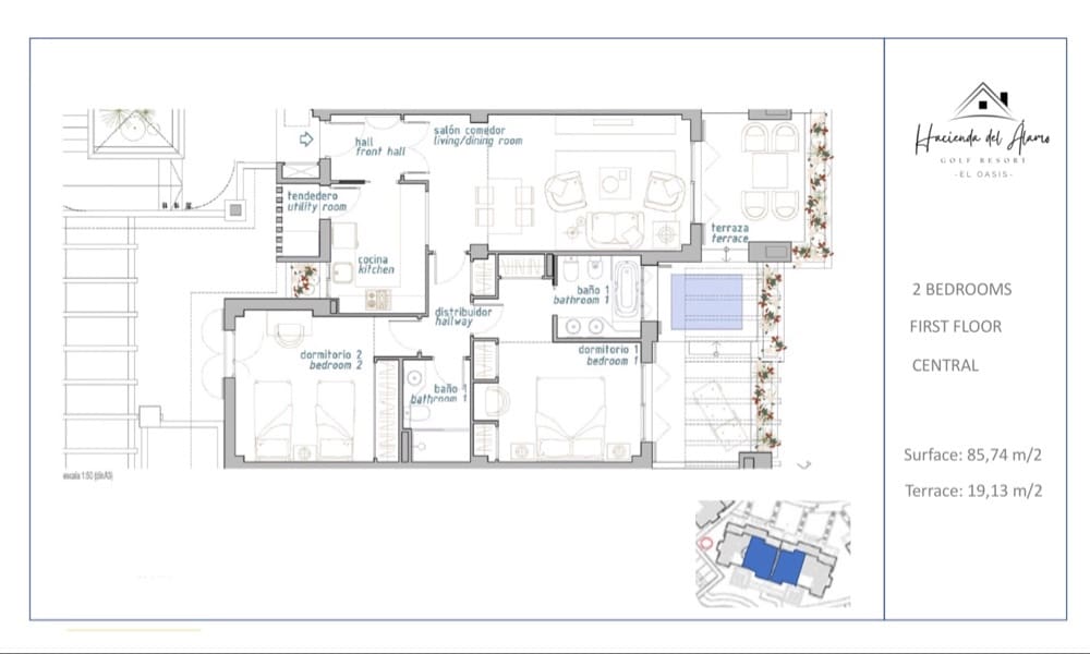 2 chambre Villa/Maison à vendre à Hacienda del Alamo avec piscine garage - 151 998 € (Ref: 10076986)