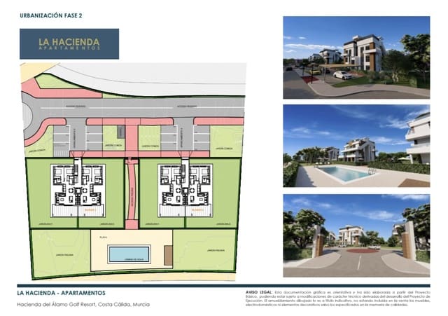 Apartamento de 2 habitaciones en Hacienda del Alamo, Fuente Alamo de Murcia en venta con piscina garaje - 186.900 € (Ref: 9343540)