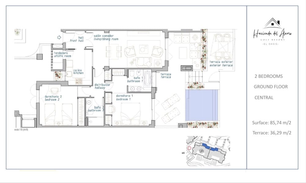 2 soverom Leilighet til salgs i Hacienda del Alamo med svømmebasseng garasje - € 179 950 (Ref: 9877454)