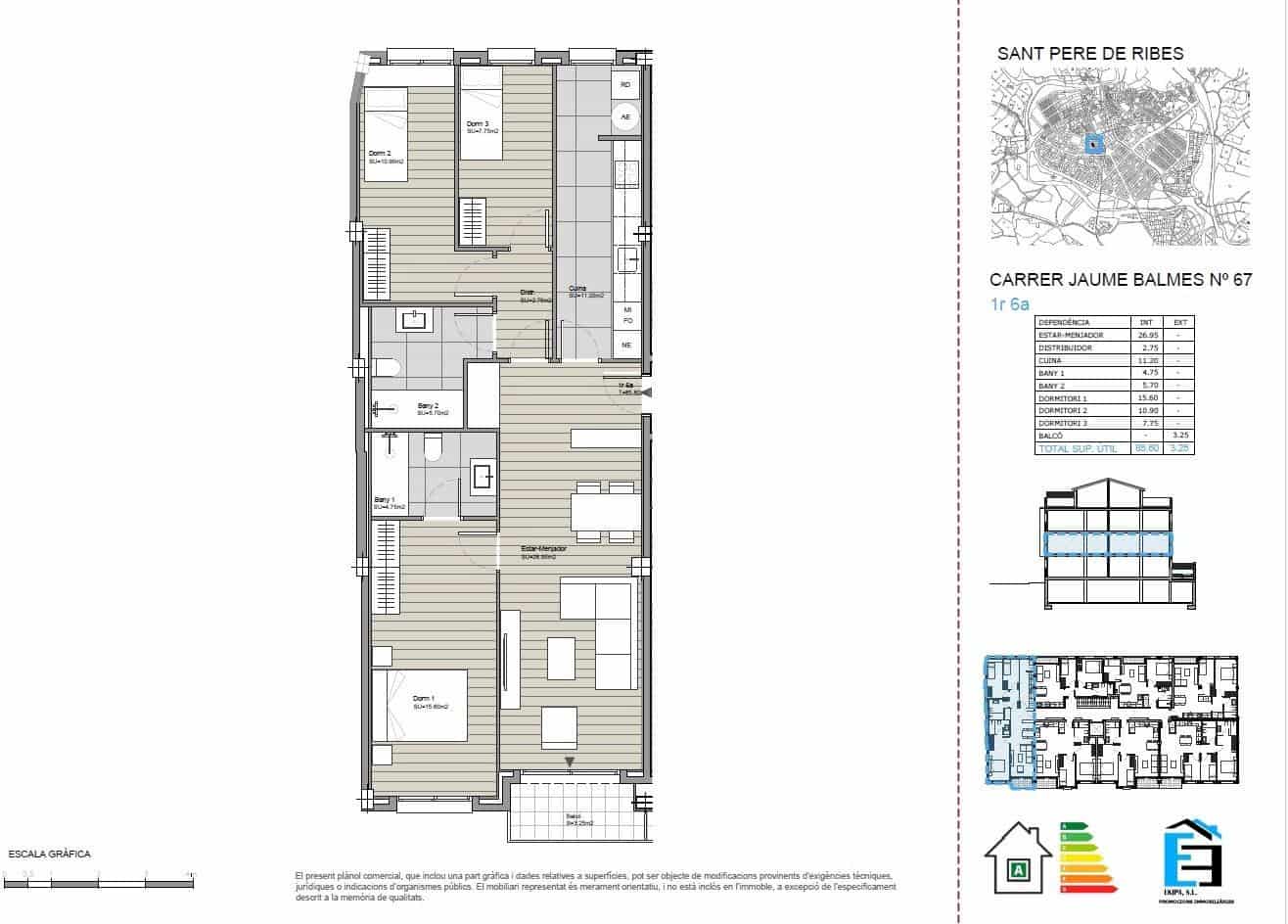 3 quarto Apartamento para venda em Sant Pere de Ribes com garagem - 359 000 € (Ref: 9913244)