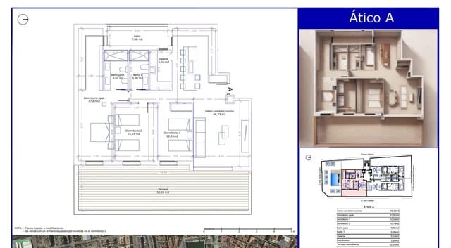 3 sypialnia Penthouse na sprzedaż w Aguilas z basenem garażem - 399 845 € (Ref: 9353600)