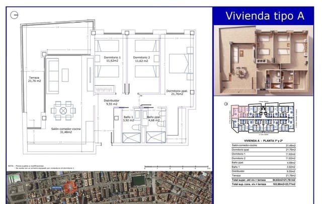3 quarto Apartamento para venda em El Rubial, Aguilas com piscina garagem - 294 424 € (Ref: 9462066)