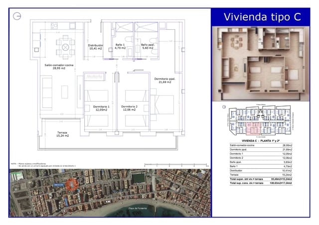 Piso de 3 habitaciones en El Rubial, Aguilas en venta con piscina garaje - 286.350 € (Ref: 9485287)
