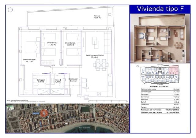 Piso de 3 habitaciones en El Rubial, Aguilas en venta con piscina garaje - 312.468 € (Ref: 9485288)
