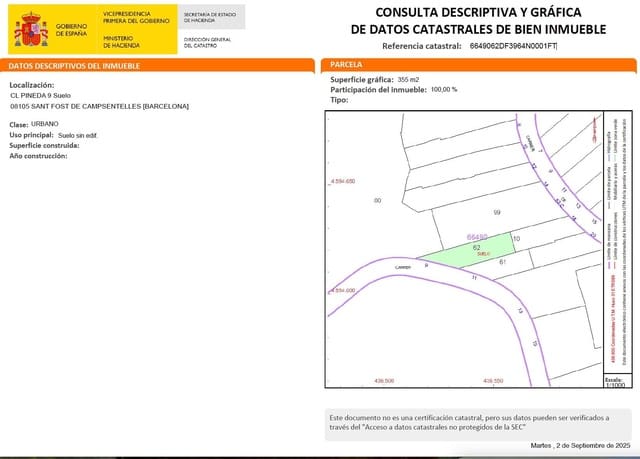 Terreno para Construção para venda em Sant Fost de Campsentelles - 87 000 € (Ref: 9908313)